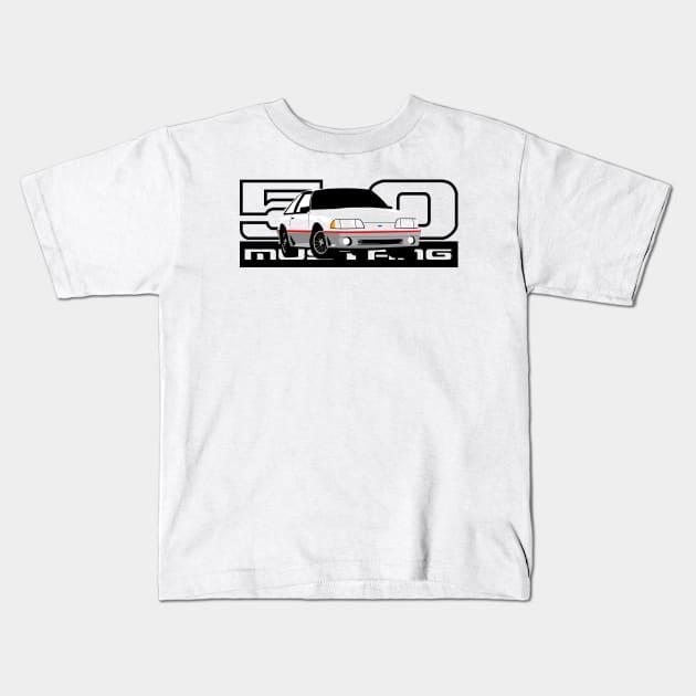 1987-90 Mustang GT Red Stripe Titanium Light Kids T-Shirt by FoMoBro's